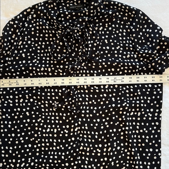 Vintage Banana Republic Blouse polka dot black white size XL - Picture 9 of 13